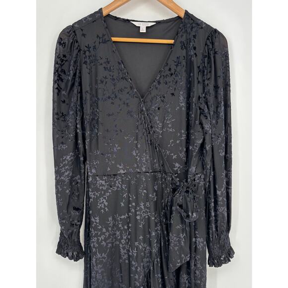 Lauren Conrad Black High Low Ruffle Hem Wrap Dress Dize L - Picture 2 of 10
